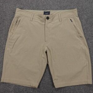 7 Diamonds Performance Shorts Mens 34 4-Way Stretch Zipper Pocket Tan